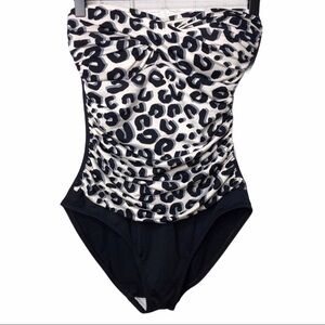 La Blanca Cheetah Print Bandeau One Piece Swimsuit Size 8 Beach Wear Swimwear